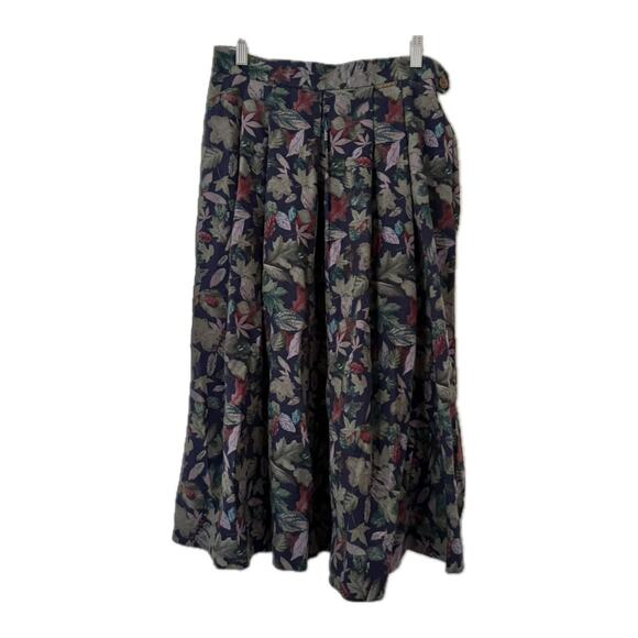 Vintage Geiger Collections Floral Lined Pleated Full Midi Skirt w/ Pockets-30" - Picture 2 of 7